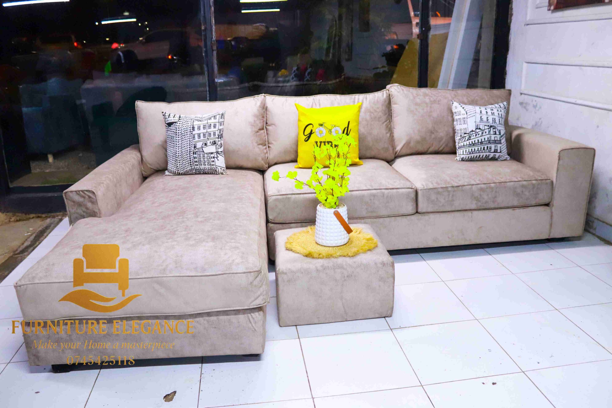 5 Seater Oslo Beige Sectional Sofa