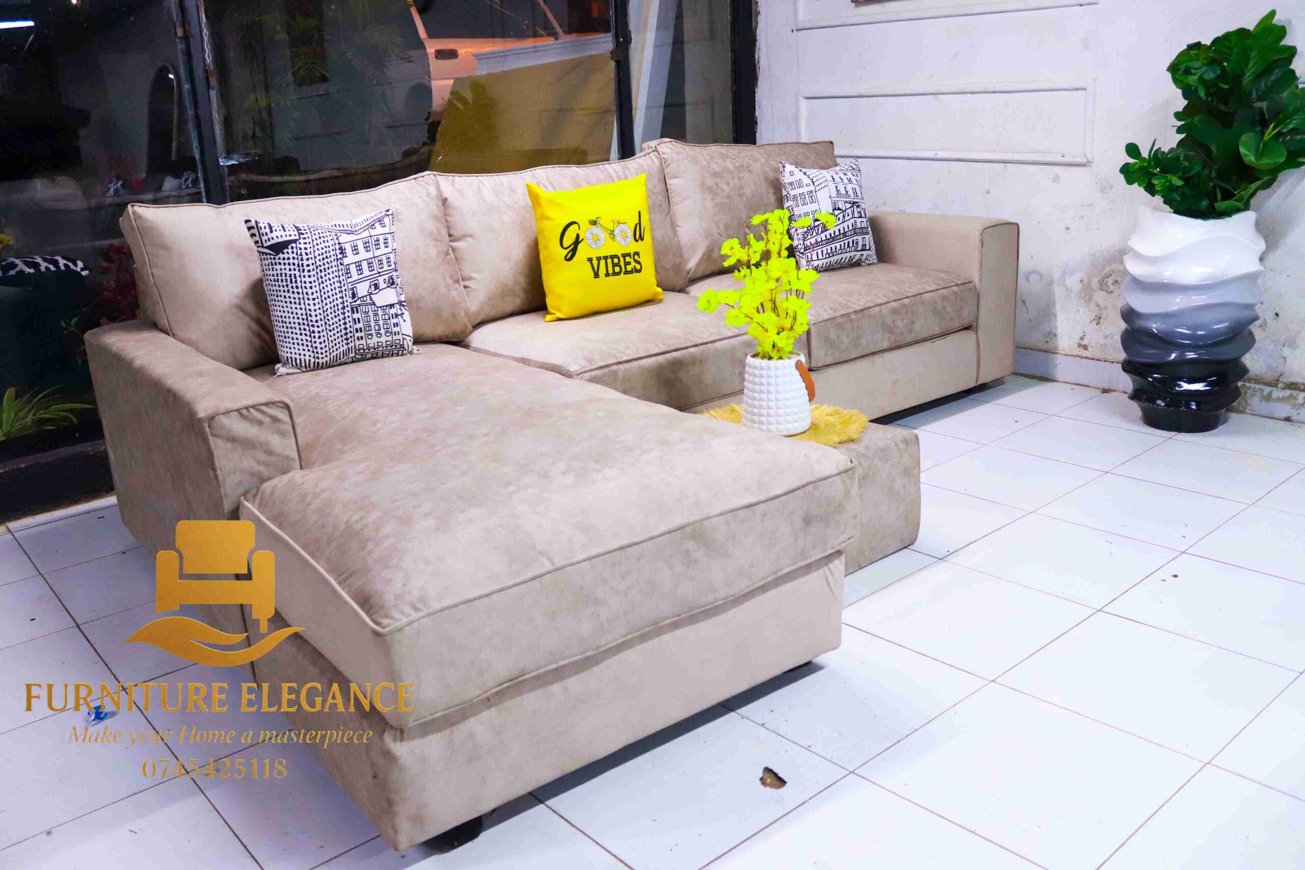5 Seater Oslo Beige Sectional Sofa