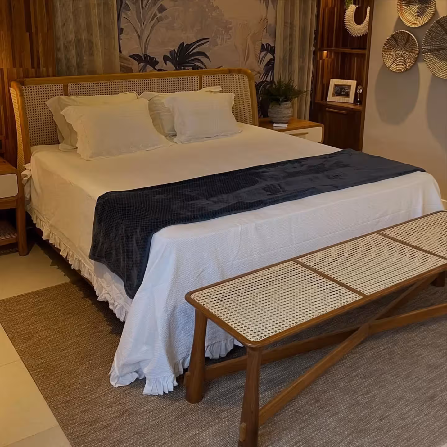 5 x 6 Rattan Bed with Rattan Headboard & Footboard alternate view