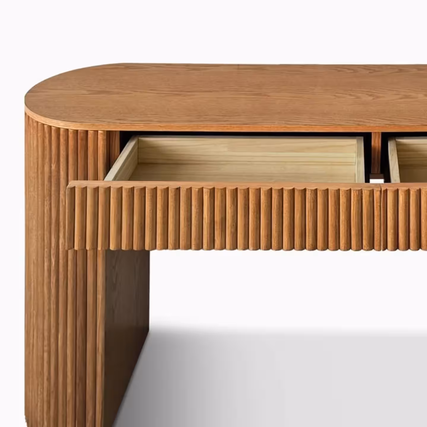 Rustic Slatted Solid Wood Console Table