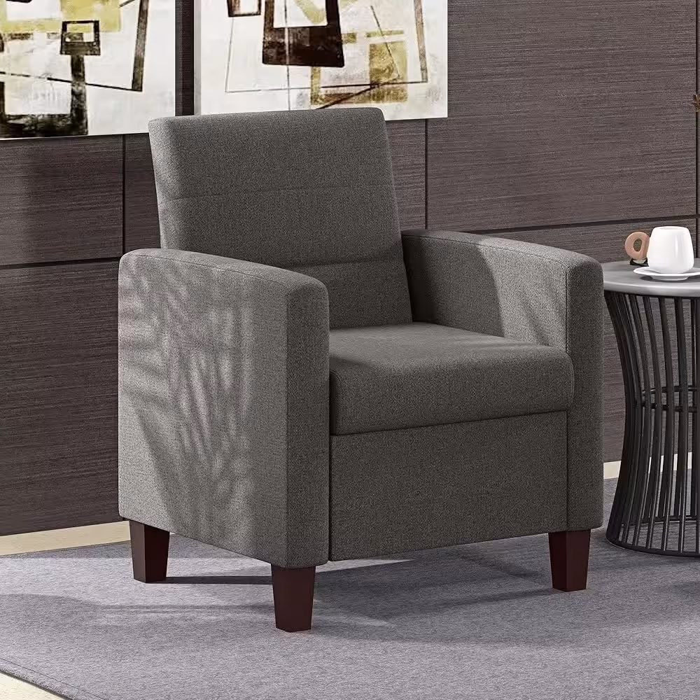 Dark Grey Modern Armchair with Plush Seat Cushion