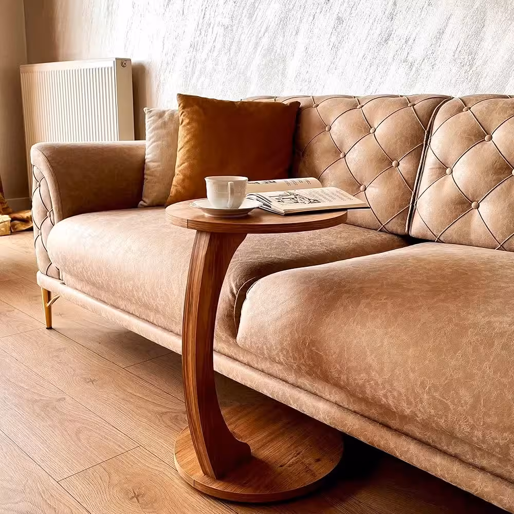 C-Shaped Rolling Side Table