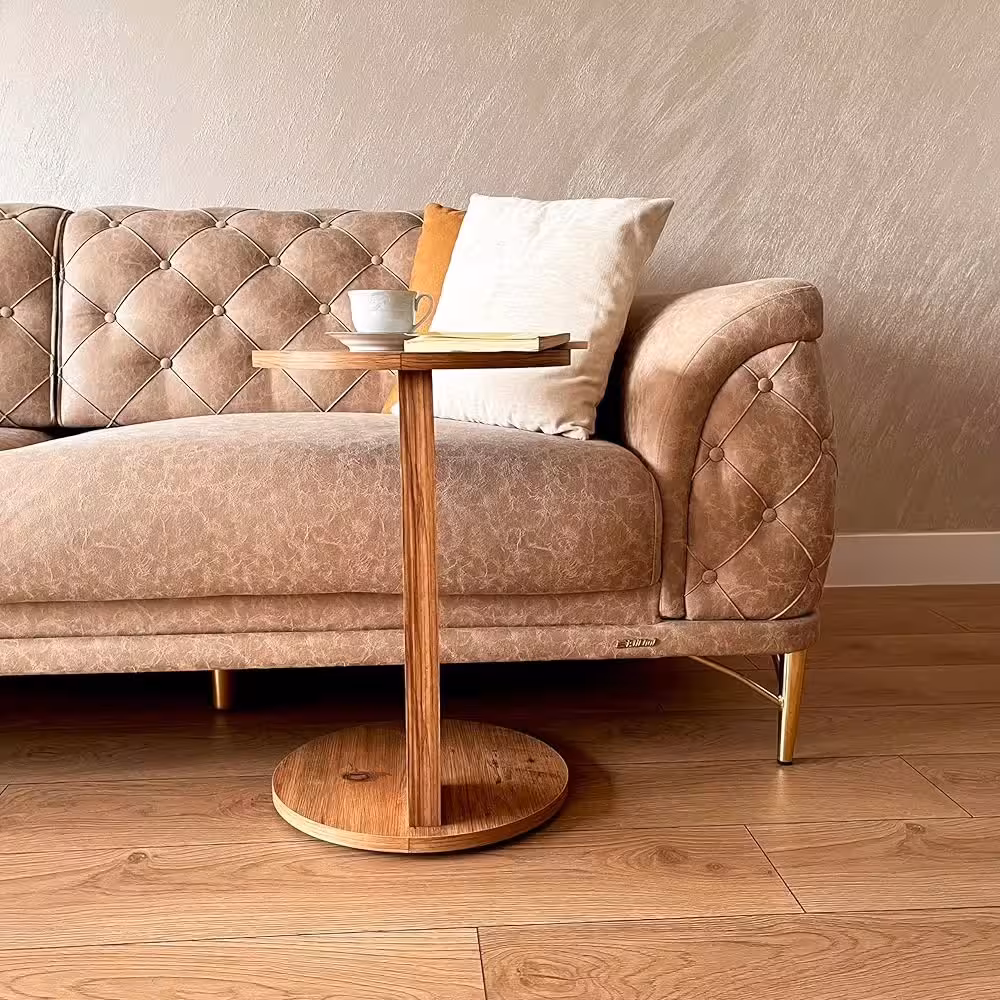 C-Shaped Rolling Side Table