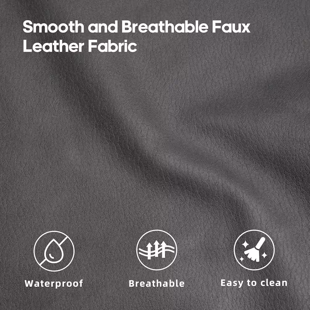 Modular Dark Grey Leather 7-Seater Sectional