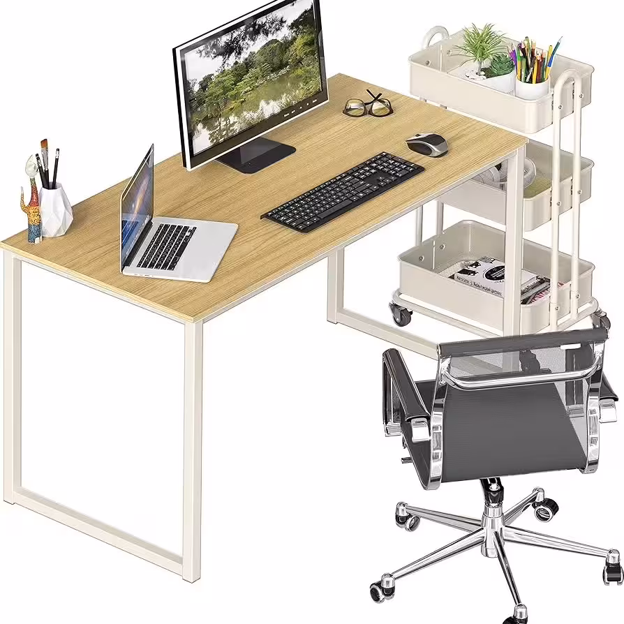 40-Inch Oak & White Modern Computer Desk