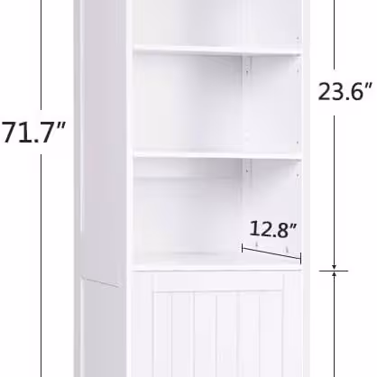 Elegant Freestanding White Wooden Tall Bathroom Cabinet