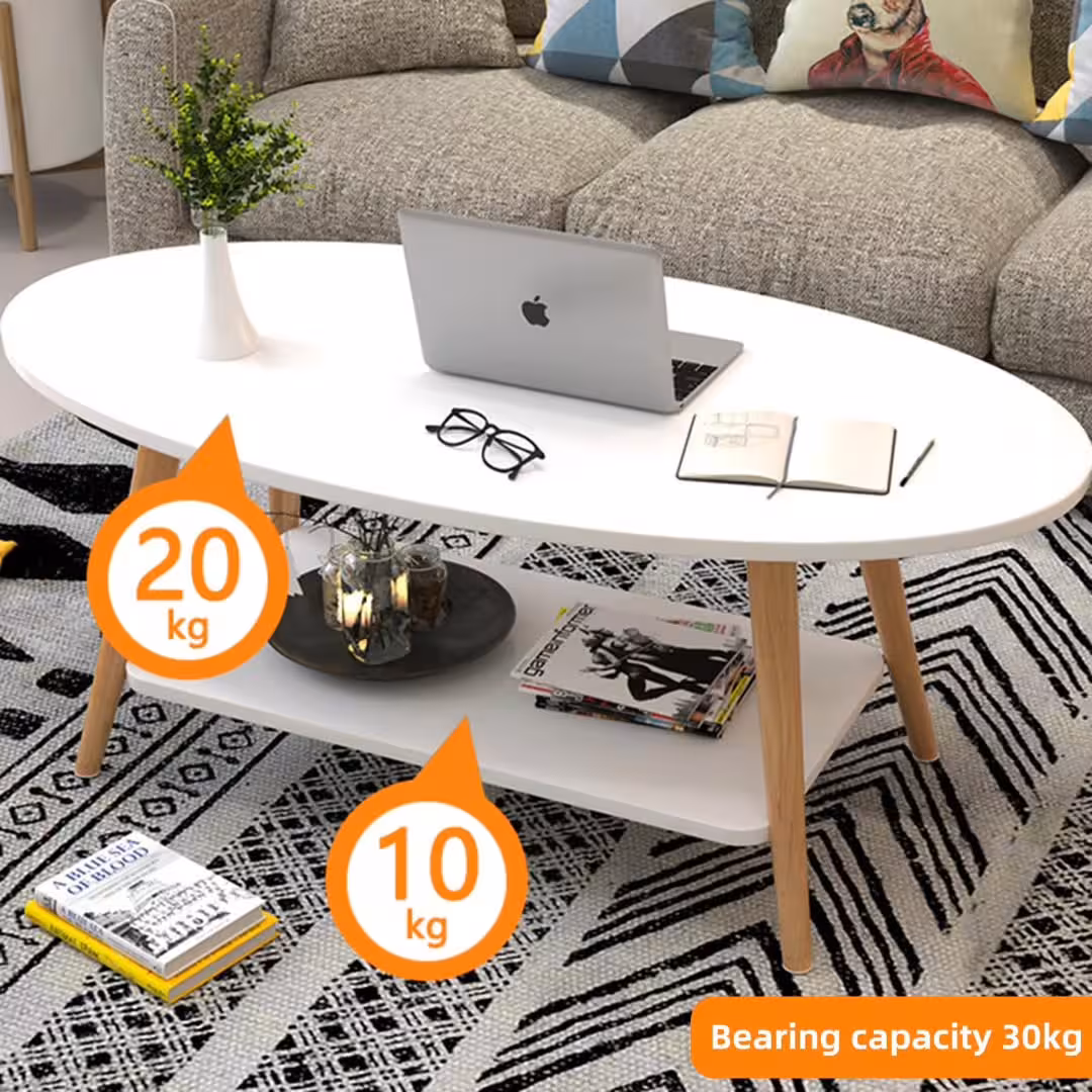 White Oval Coffee Table with Storage