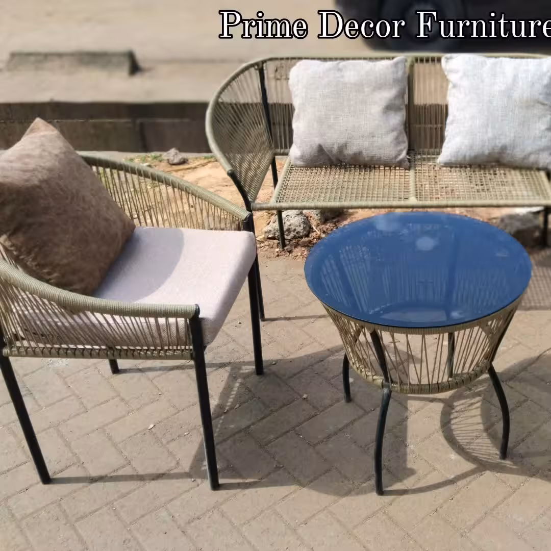 Cozy Rope Woven Indoor/Outdoor 4-Seater Set & Table