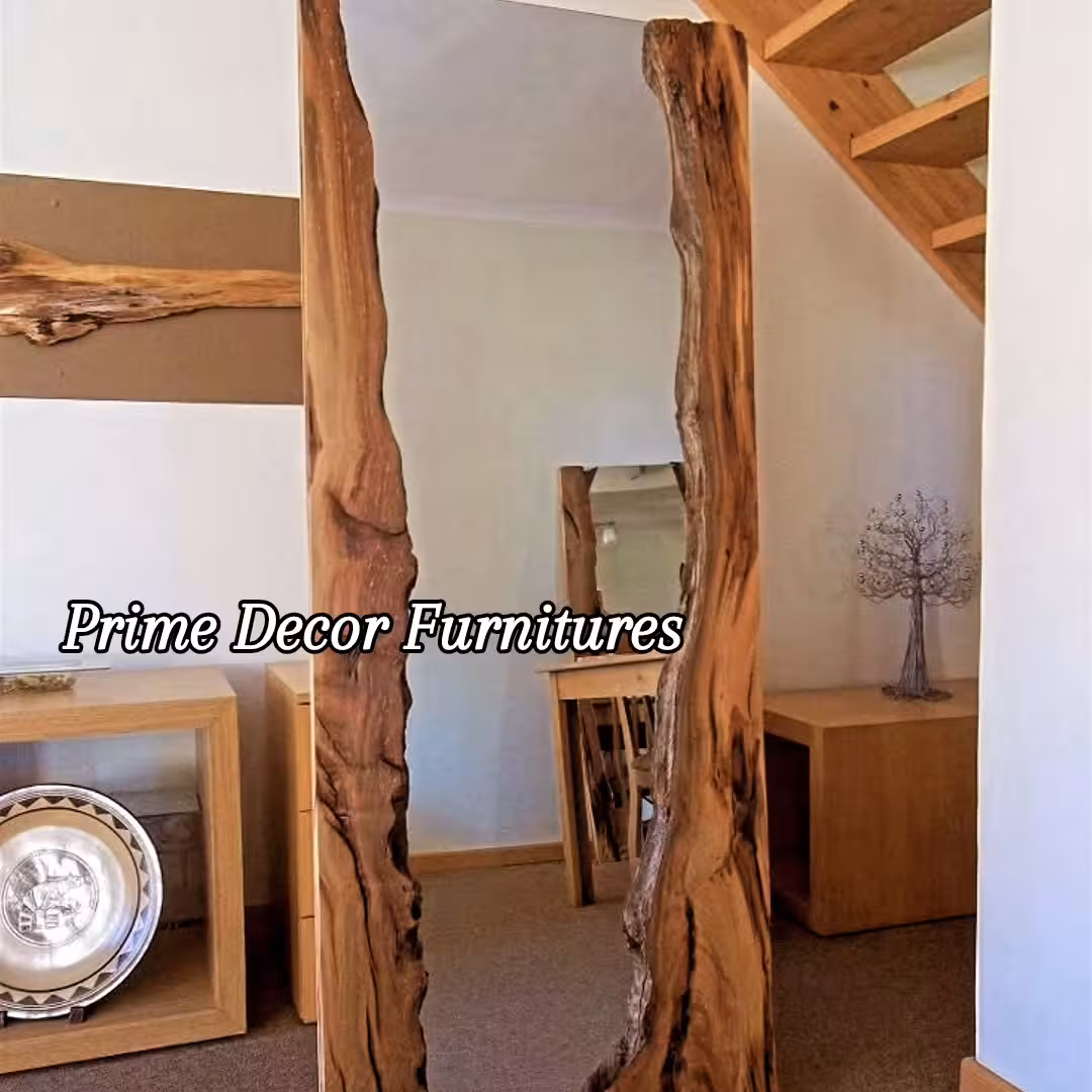 Stunning Full-Length Live Edge Wooden Wall Mirror