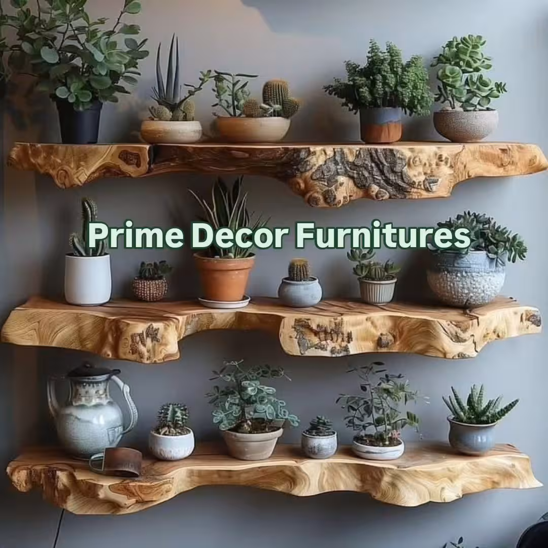 Natural Live Edge Floating Solid Wood Wall Shelves