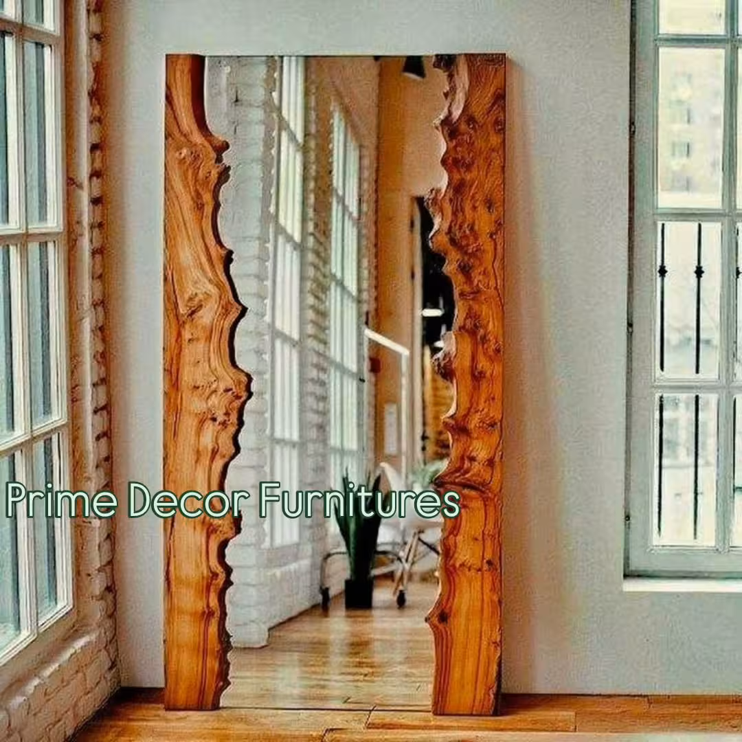Live Edge Full-Length Natural Wooden Frame Mirror (6ft x 2.5ft)
