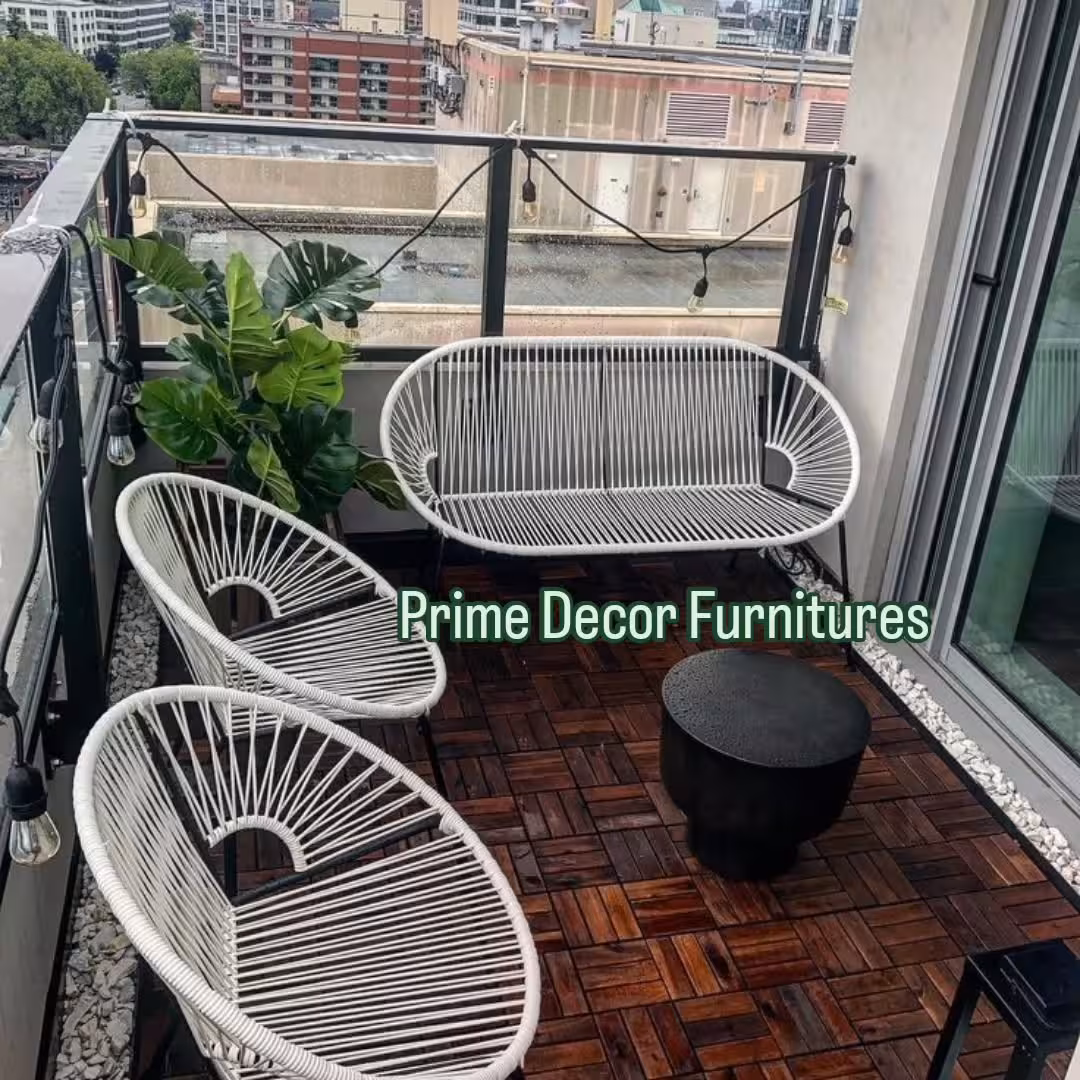 Classic Acapulco Outdoor Furniture Set with White Woven Cords