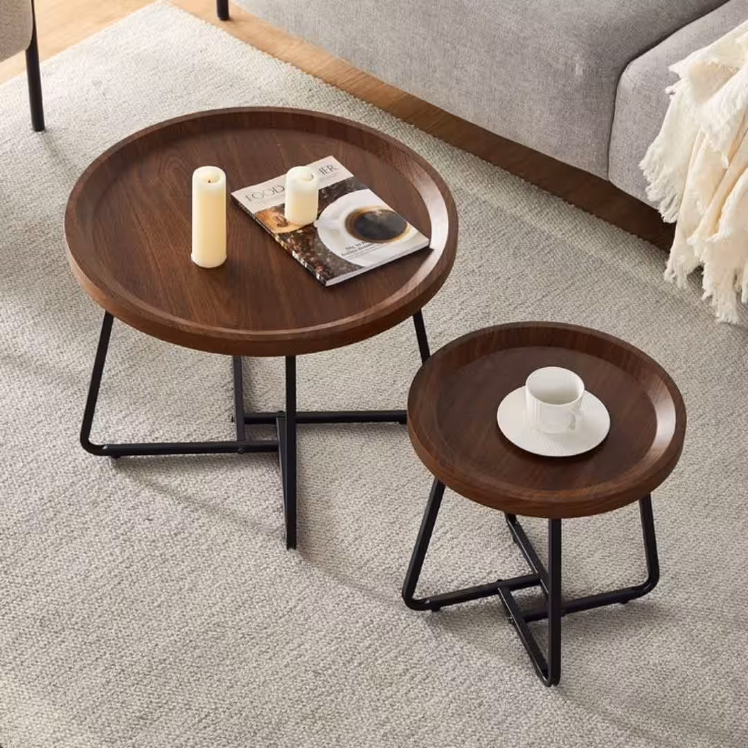 Industrial Round Nesting Coffee Table Set (Set of 2)