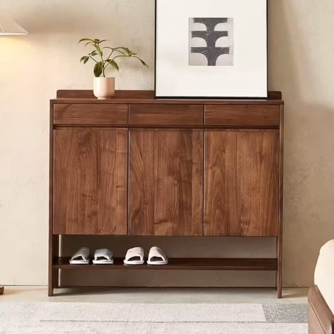 Minimalist Black Walnut Wooden Entryway Cabinet