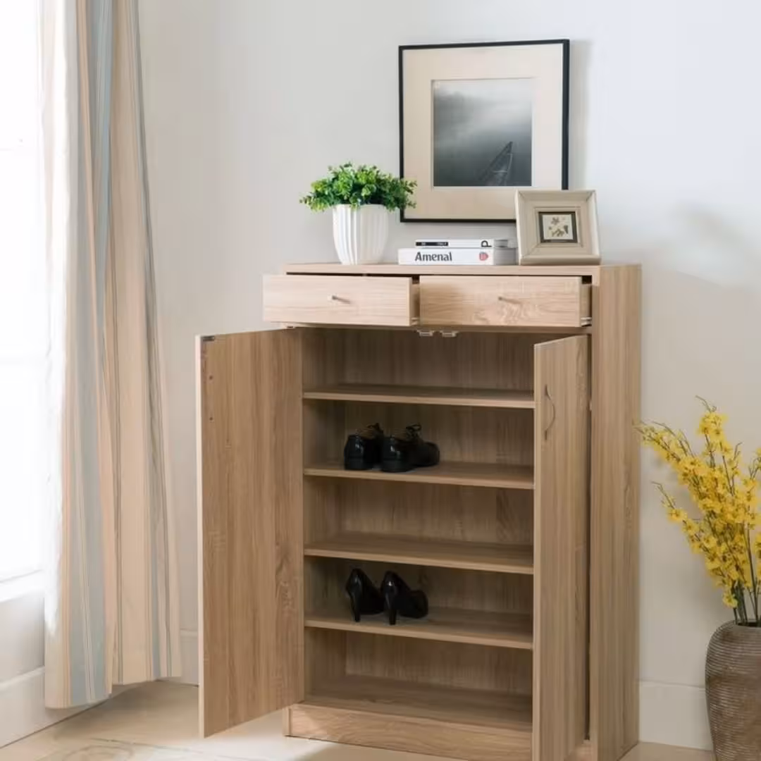 Modern Sonoma Oak Entryway Shoe Storage Cabinet