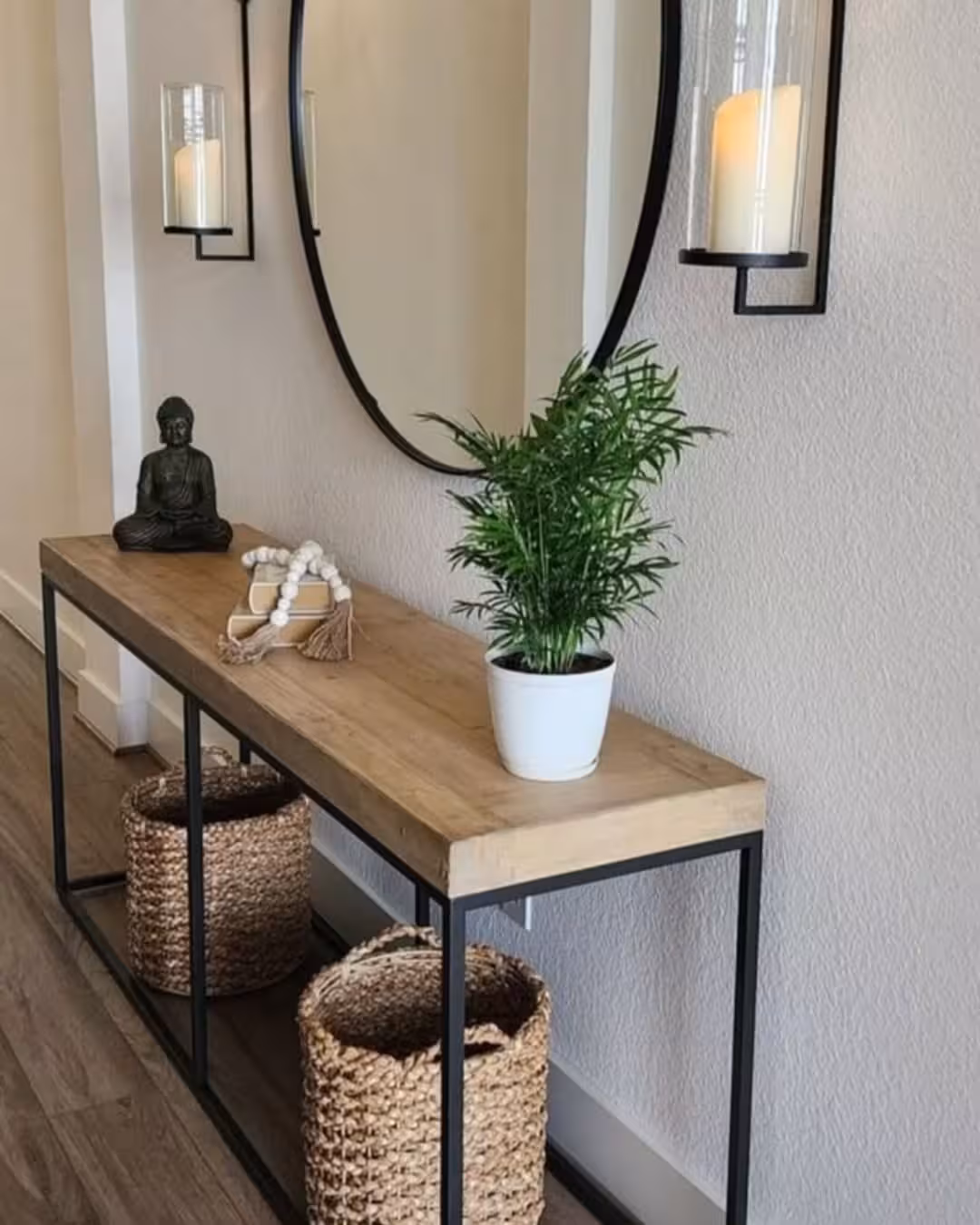Industrial Minimalist Console Table with Lower Storage Shelf