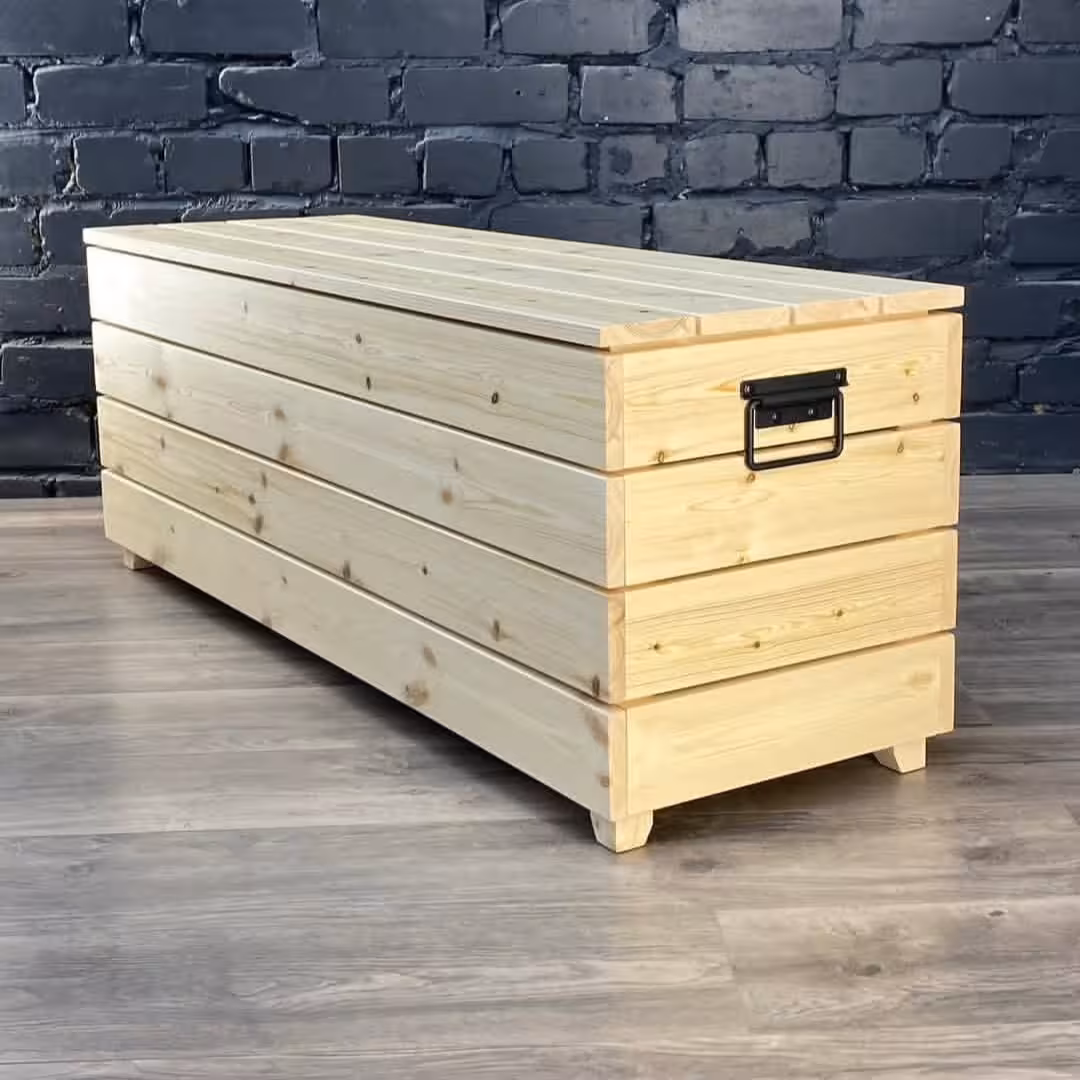 Multi-Purpose Pine Wood Storage Bench with Tufted Cushion