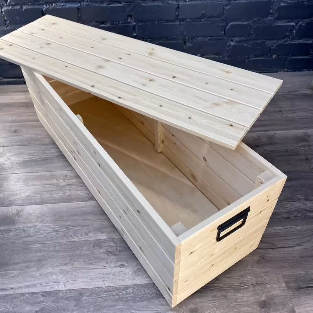 Multi-Purpose Pine Wood Storage Bench with Tufted Cushion