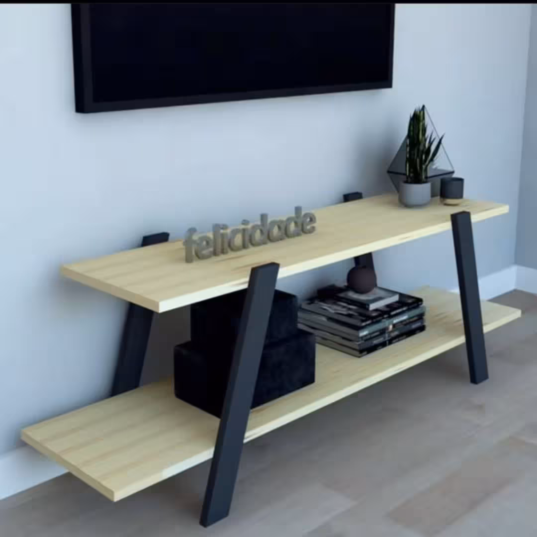 Minimalist Two-Tier Industrial TV Stand & Console Table