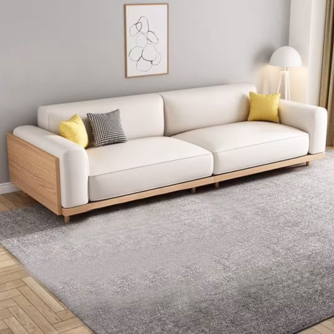 Minimalist Scandinavian Solid Wood Two-Seater Sofa
