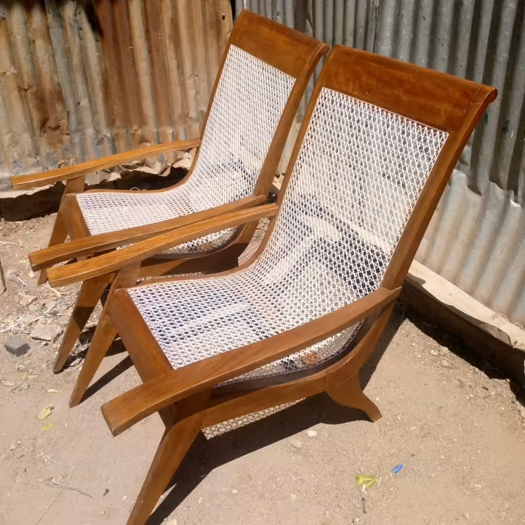 Swahili Balcony Lounge Chair with Handwoven Cane Webbing