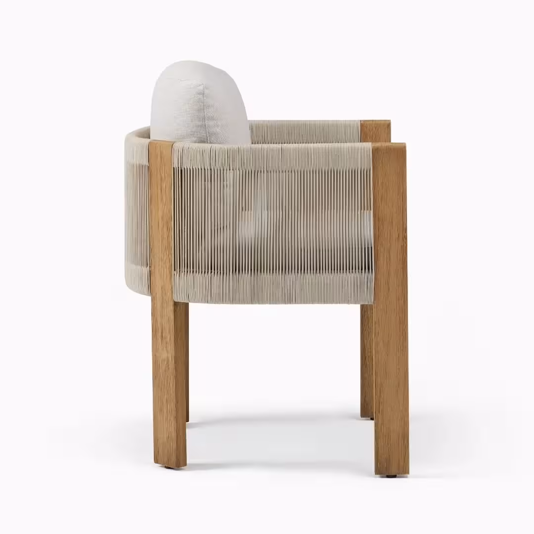 Luxury Acacia Wood Outdoor Dining Collection with Woven Rope Chairs