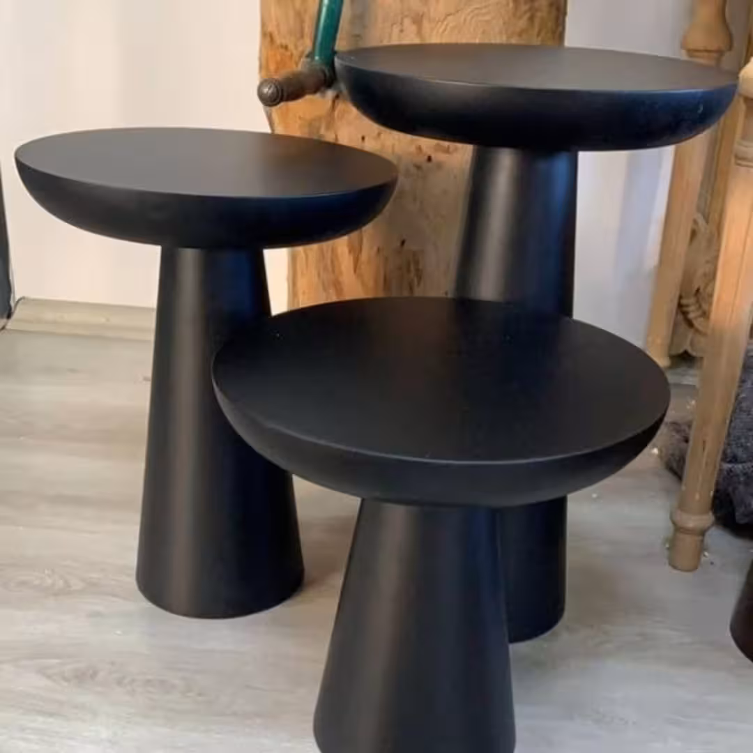 Midnight Conical Mushroom Nesting Side Tables (Set of 3)