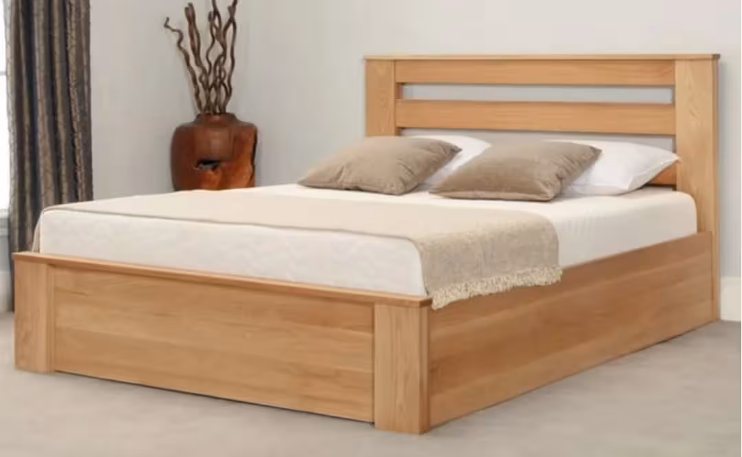 Premium Solid Oak Gas-Lift Storage Bed (5x6 ft)