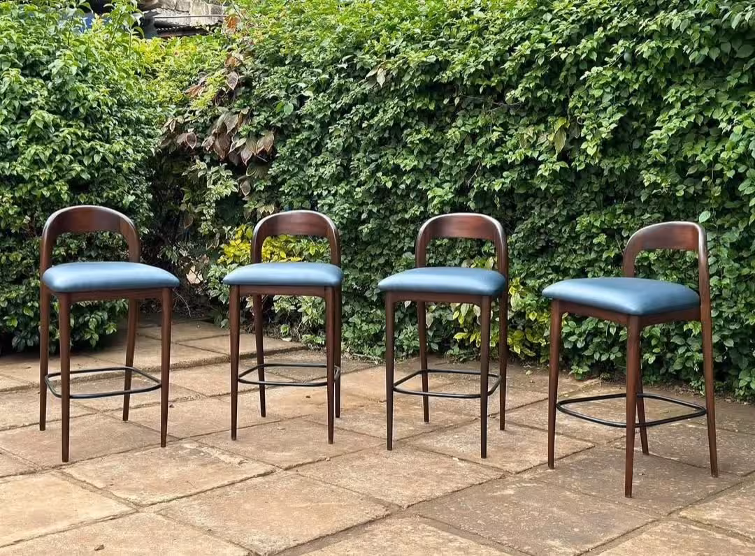 The Mid-Century Curved Walnut Bar Stool