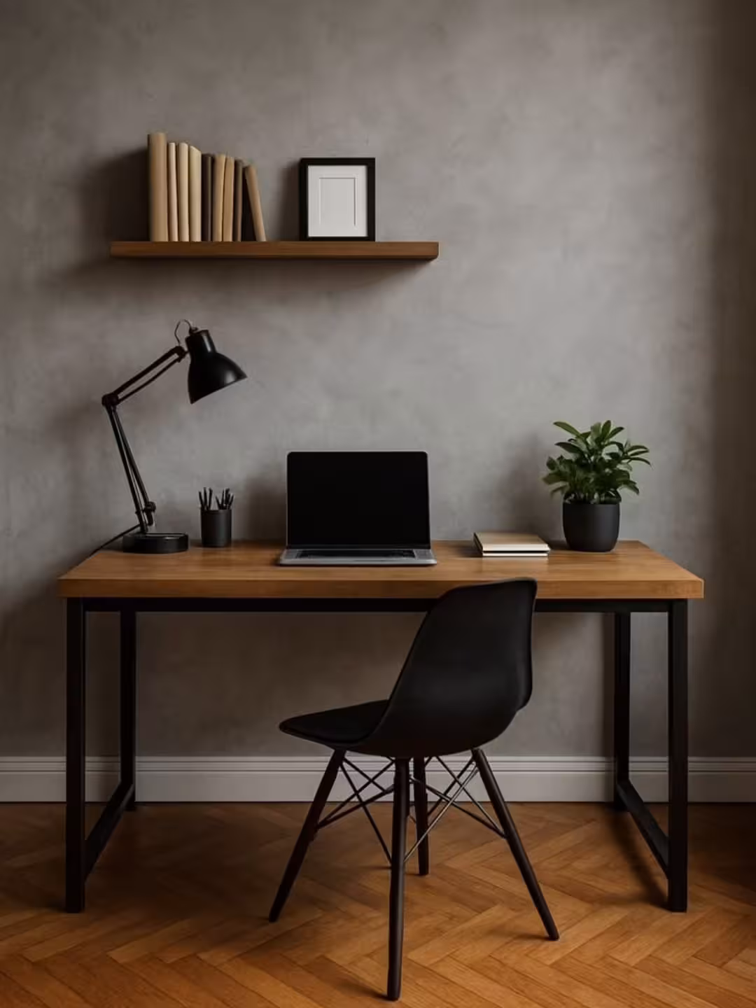 The Minimalist Teak-Tone Industrial Studio Desk