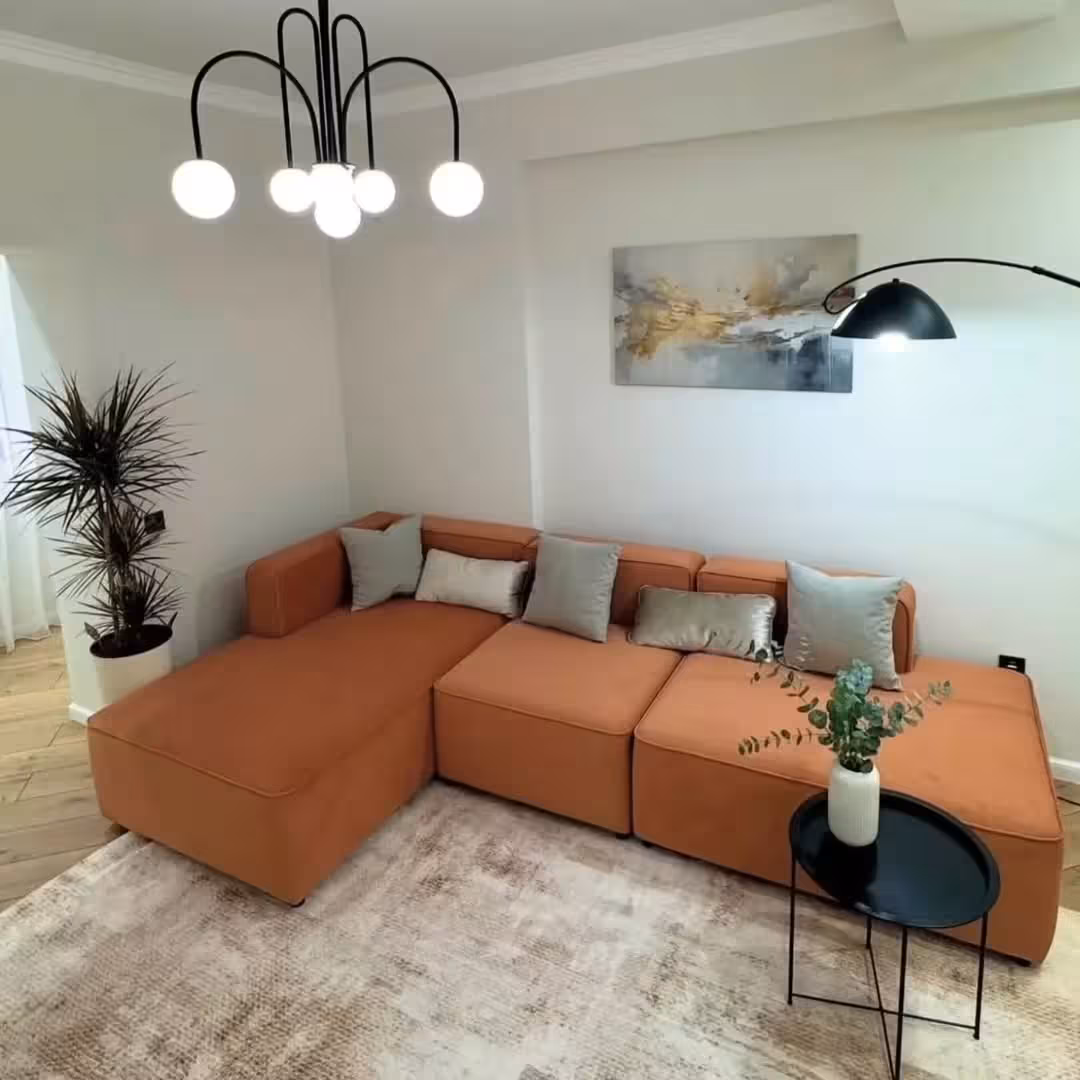 The Terracotta Modular Scandinavian Sectional L-shaped Sofa