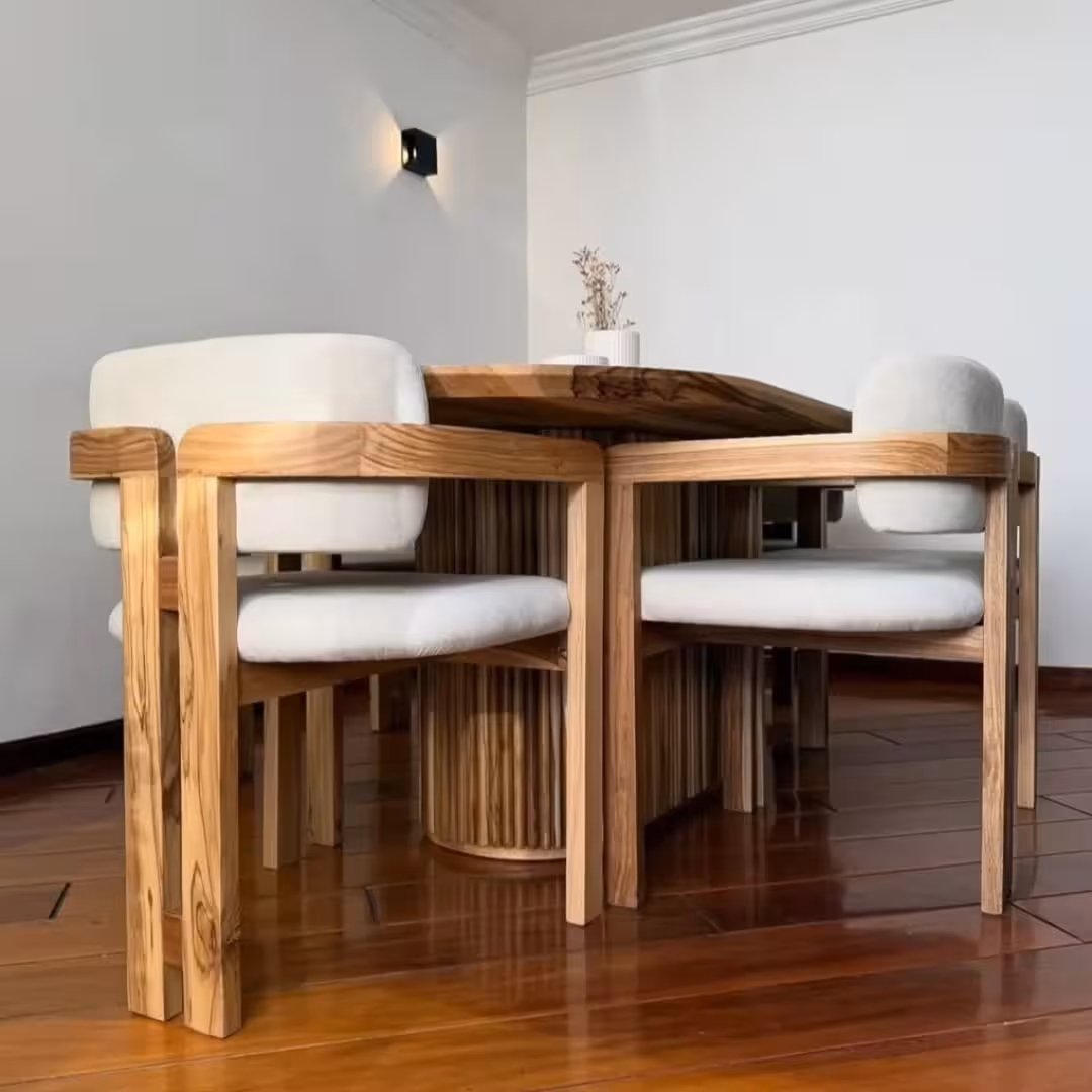 The Ellipse Teak Artisan Dining Suite (Oval Table & 6 Sculptural Chairs)