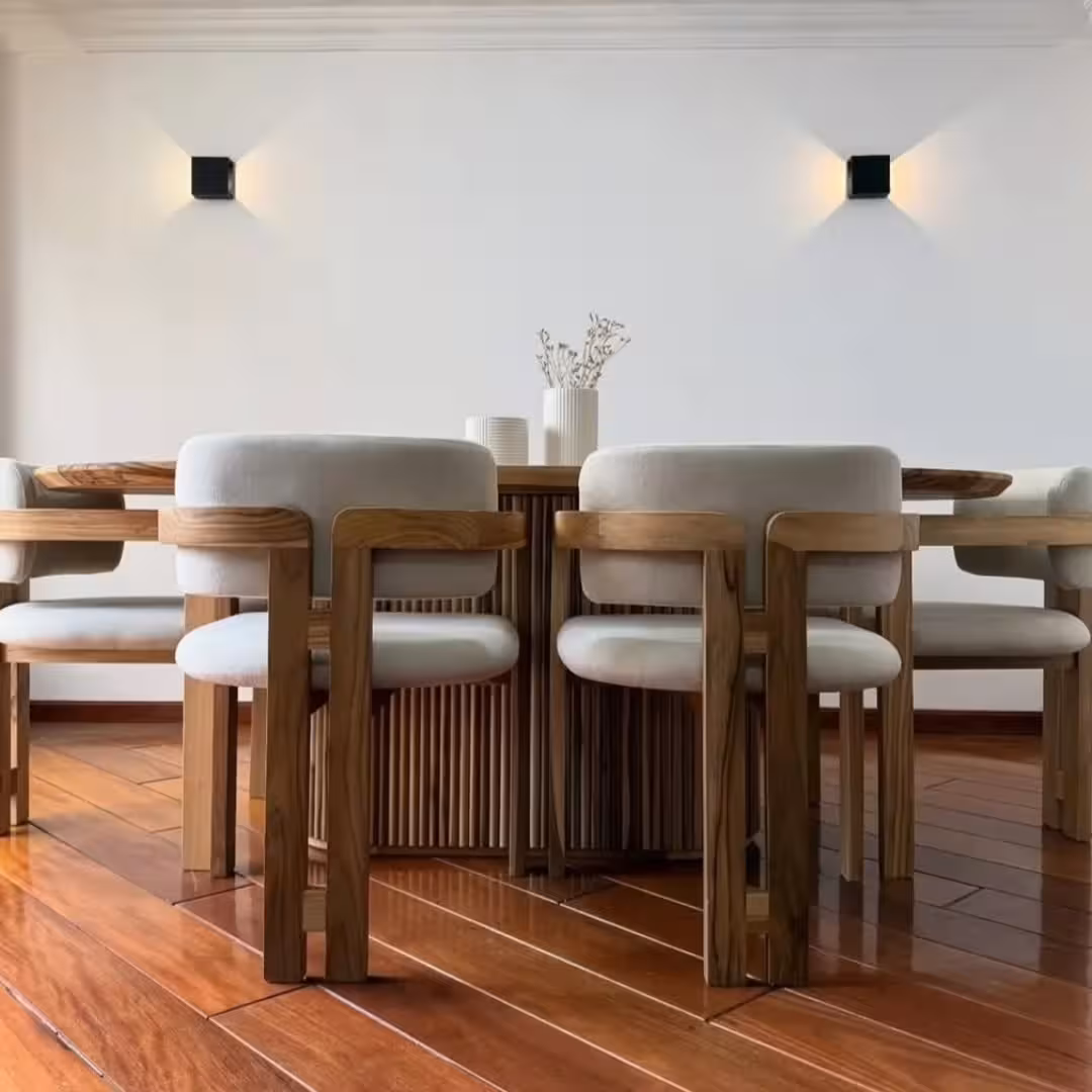 The Ellipse Teak Artisan Dining Suite (Oval Table & 6 Sculptural Chairs)