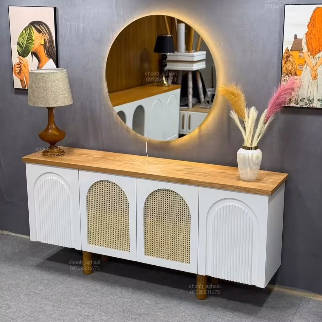 The Bohemian Rattan Arch Storage Console