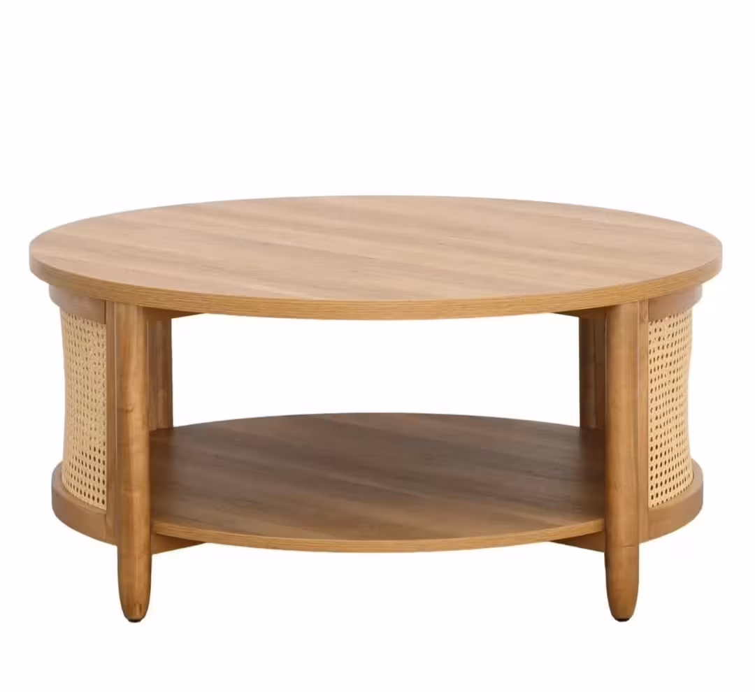 The Solari Cane-Inlay Round Coffee Table