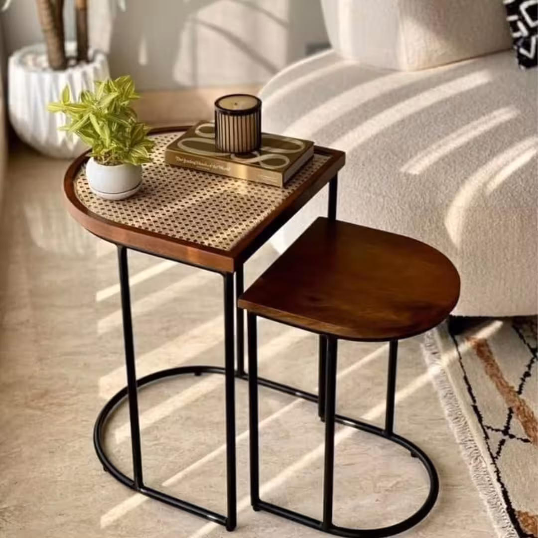 Solstice Rattan-Inlay Nesting Tables
