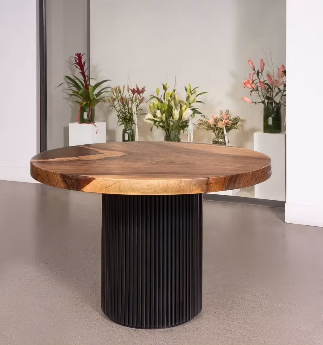 Affluent Elegance Fluted Pedestal Dining Table