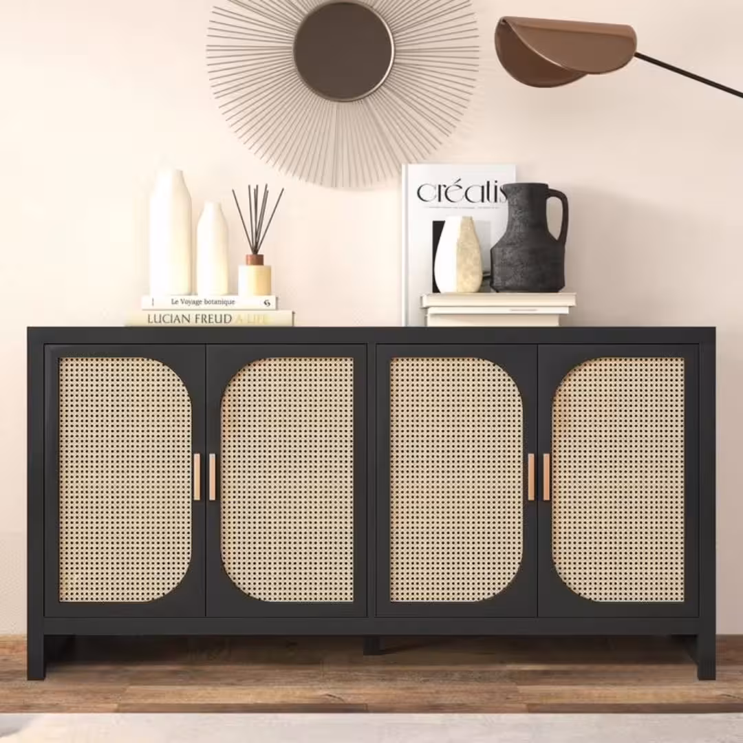 Artisan Noir Quad-Door Cane Sideboard