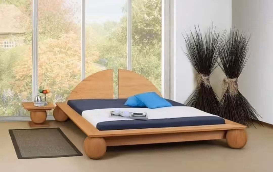 Luna Low-Profile Sculptural Platform Bed
