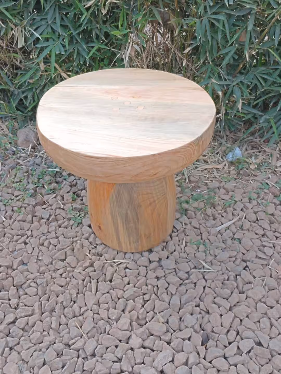 Mushroom Silhouette Salvaged Timber Accent Table
