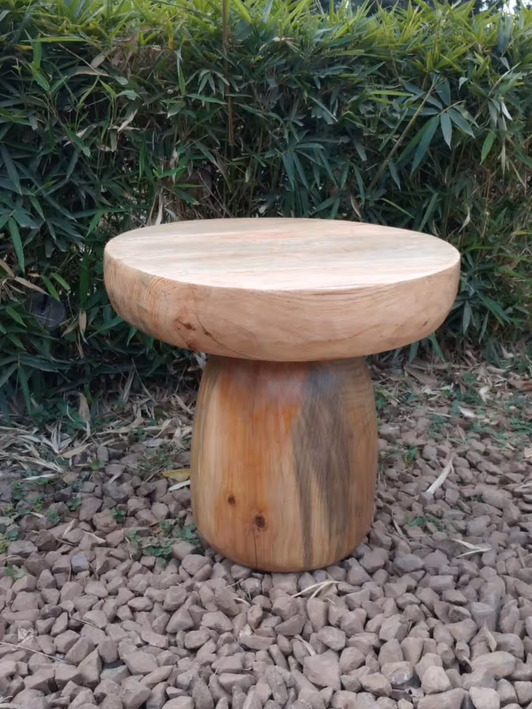 Mushroom Silhouette Salvaged Timber Accent Table