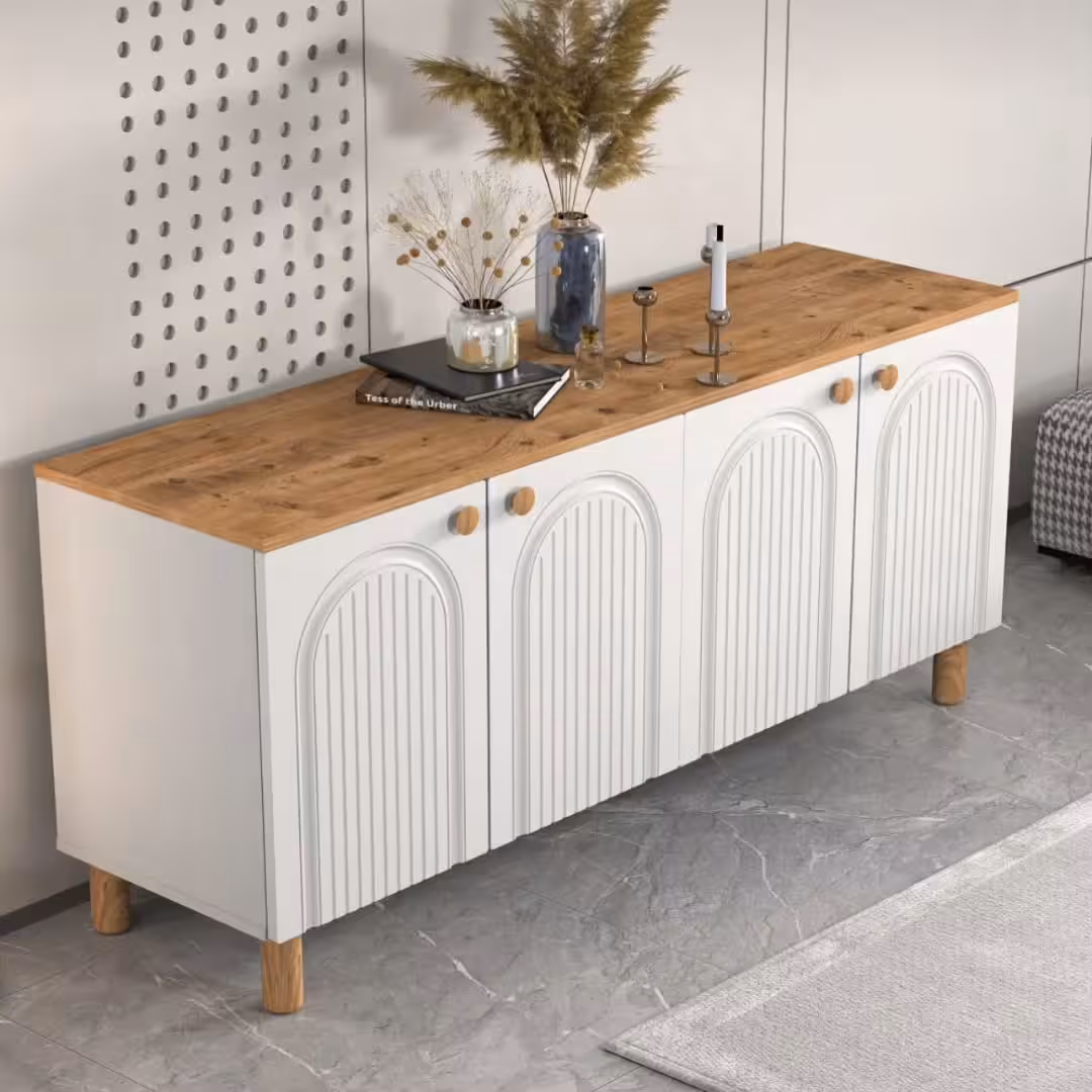 Boho-Luxe Arched Fluted Console