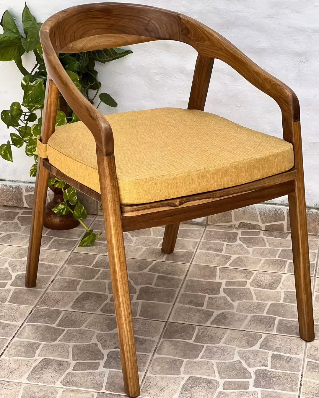 Crescent Mustard-Accent Dining Armchair
