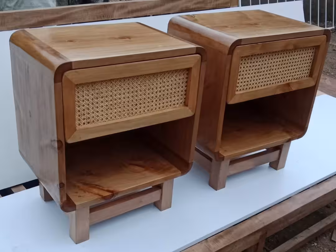 Kyoto Curved Cane Nightstand