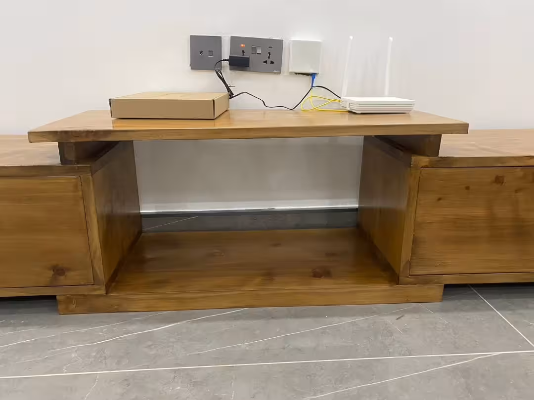 Linear Modular Timber Media Console