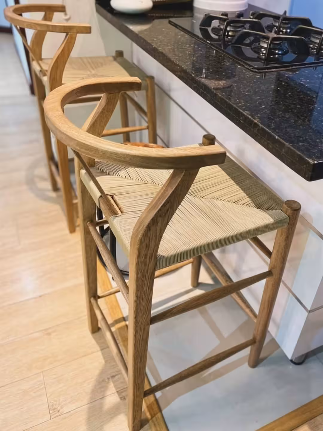 Nordic Sage Wishbone Bar Stool