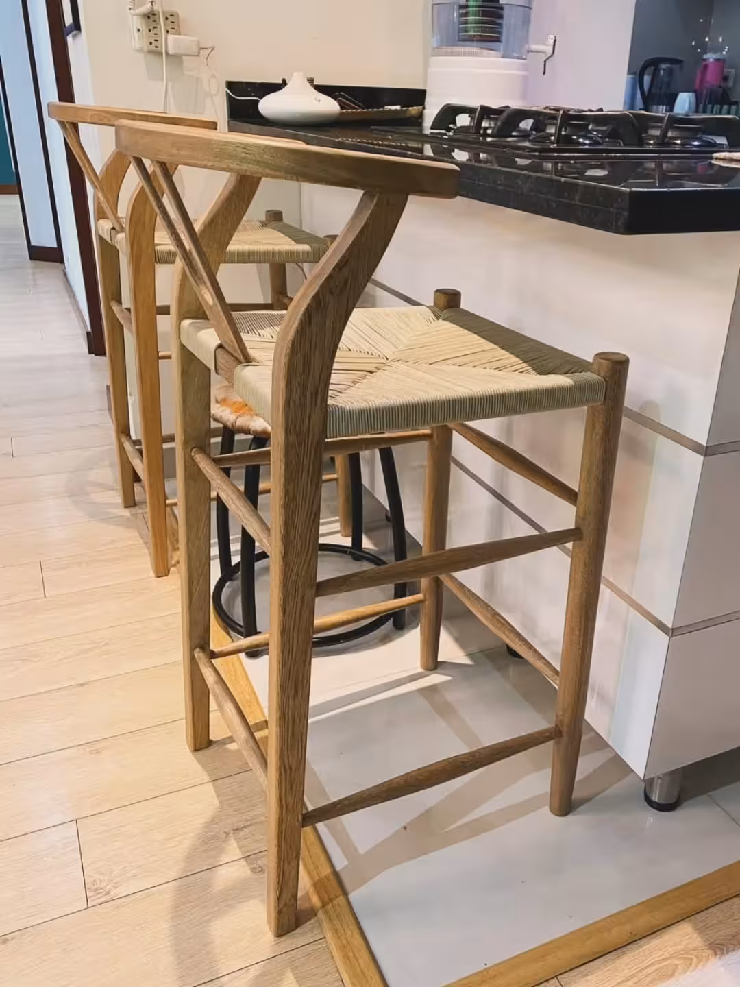 Nordic Sage Wishbone Bar Stool