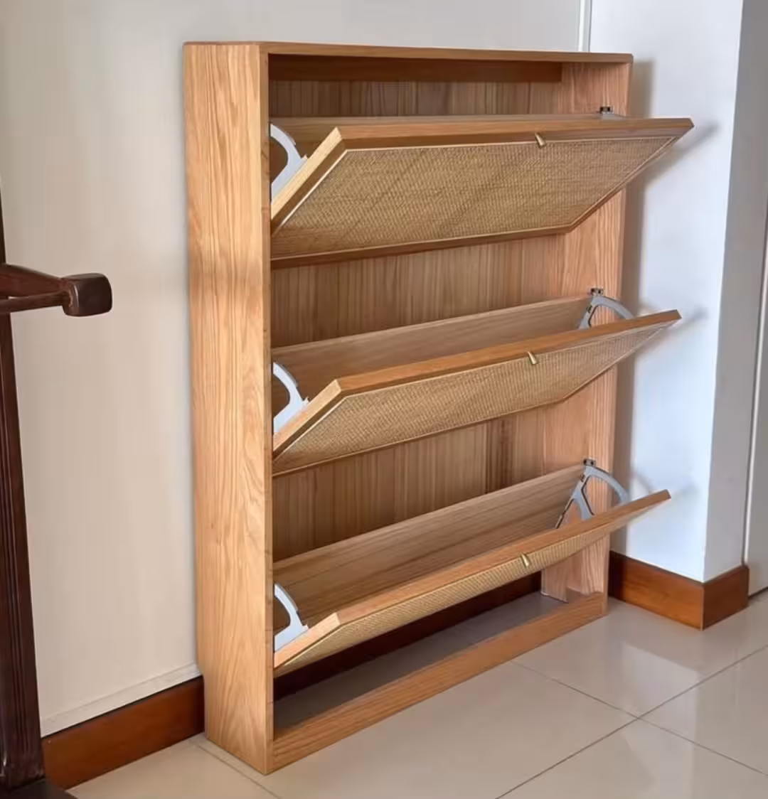 Bohan Slim Rattan Entryway Shoe Cabinet