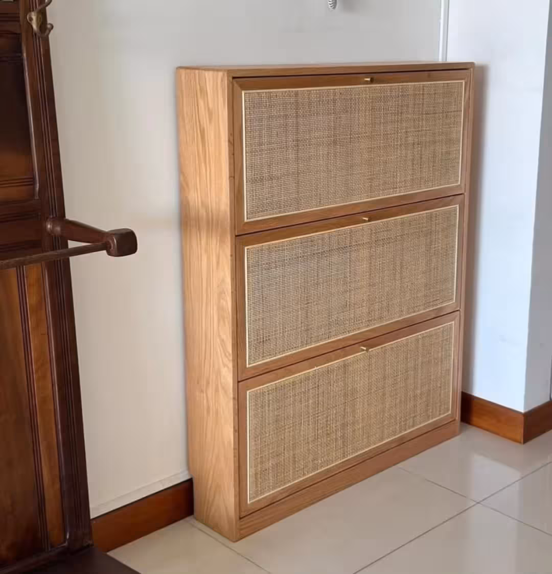 Bohan Slim Rattan Entryway Shoe Cabinet