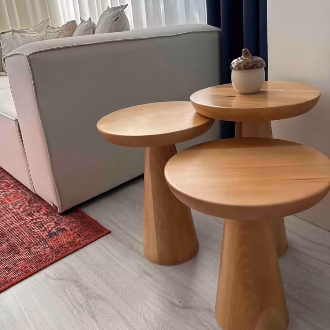 Solstice Mushroom Artisan Side Table Trio